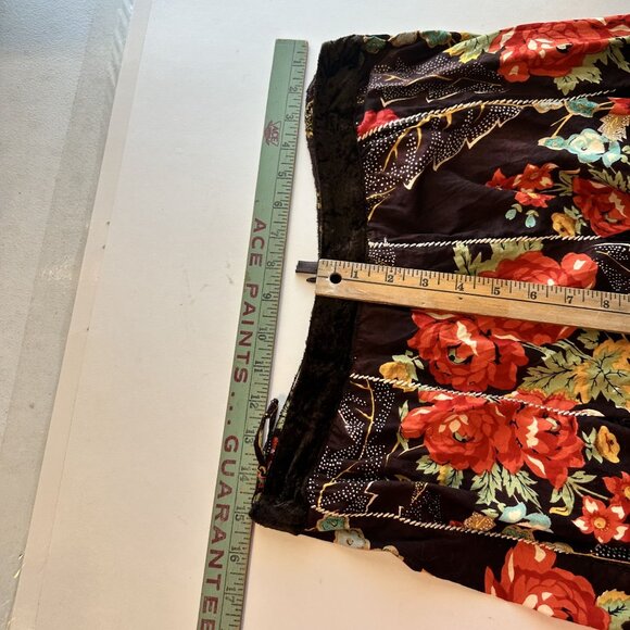 Womens Y2K Velvet Maxi Skirt Large Brown Floral Full Julie G Festival Paneled - Picture 5 of 7